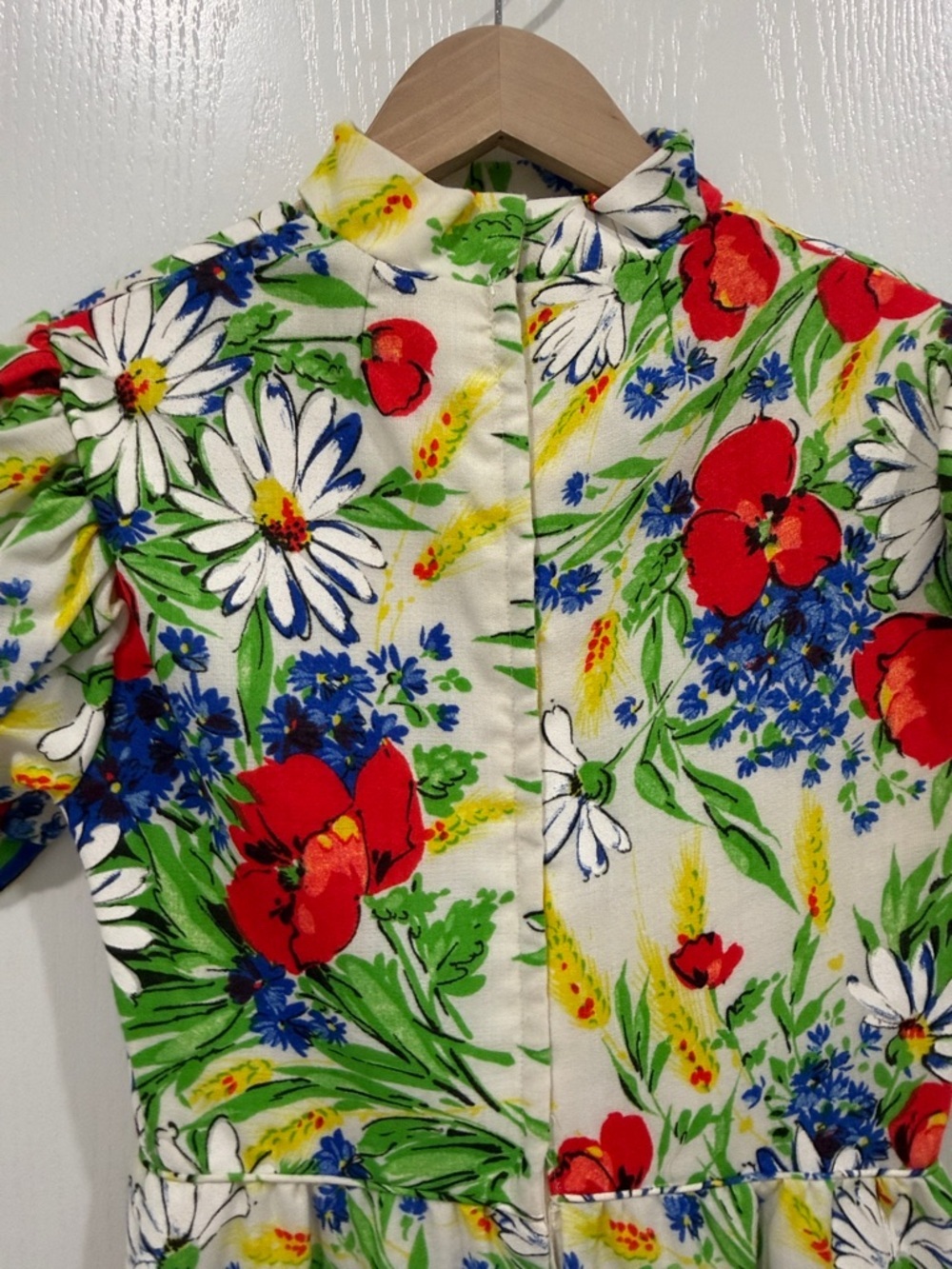 Vintage Emma Domb Maxi Dress - 1960s Rainbow Bright Daisy Floral Border- Small - Picture 5 of 9